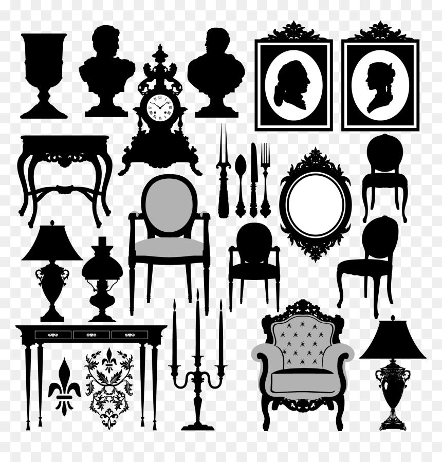 Vintage Furniture Silhouette Png, Transparent Png - furniture silhouette png