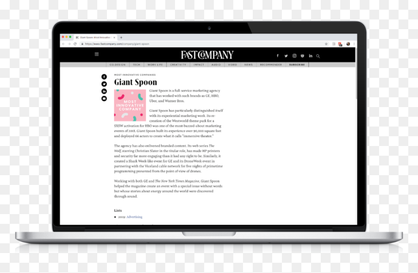 Gs Fastco Award - Fast Company, HD Png Download - fast company png