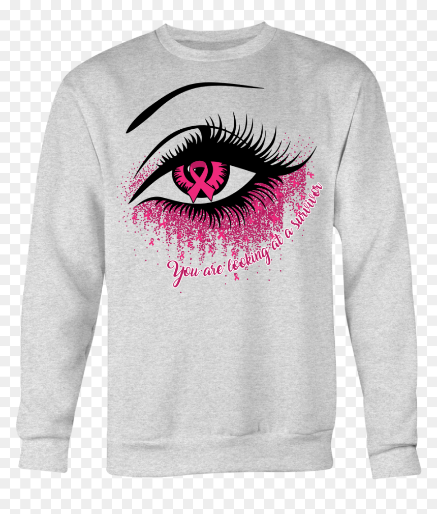 You Are Looking At A Survivor Ribbon Eye Shirt Breast - English Teacher Christmas Sweater, HD Png Download - breast cancer pink ribbon png