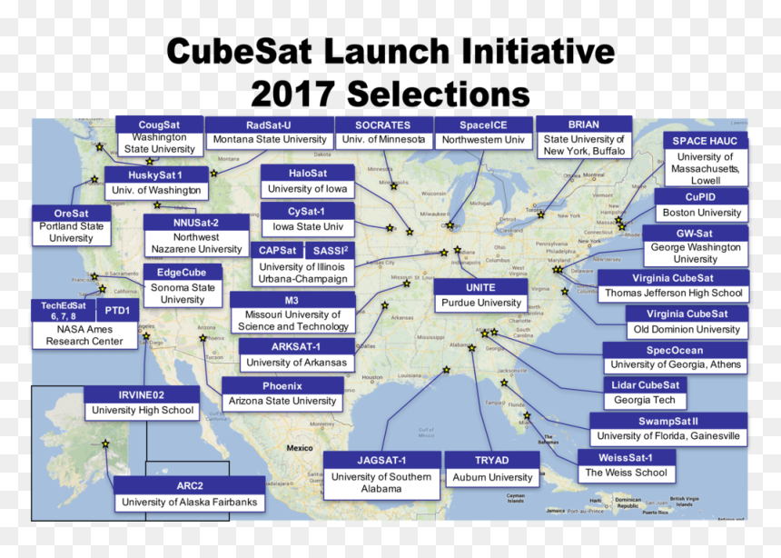 Nasa Lets Education-focused Cubesats Hitch A Free Ride - Cubesat Launch Initiative 2017, HD Png Download - nasa rocket png