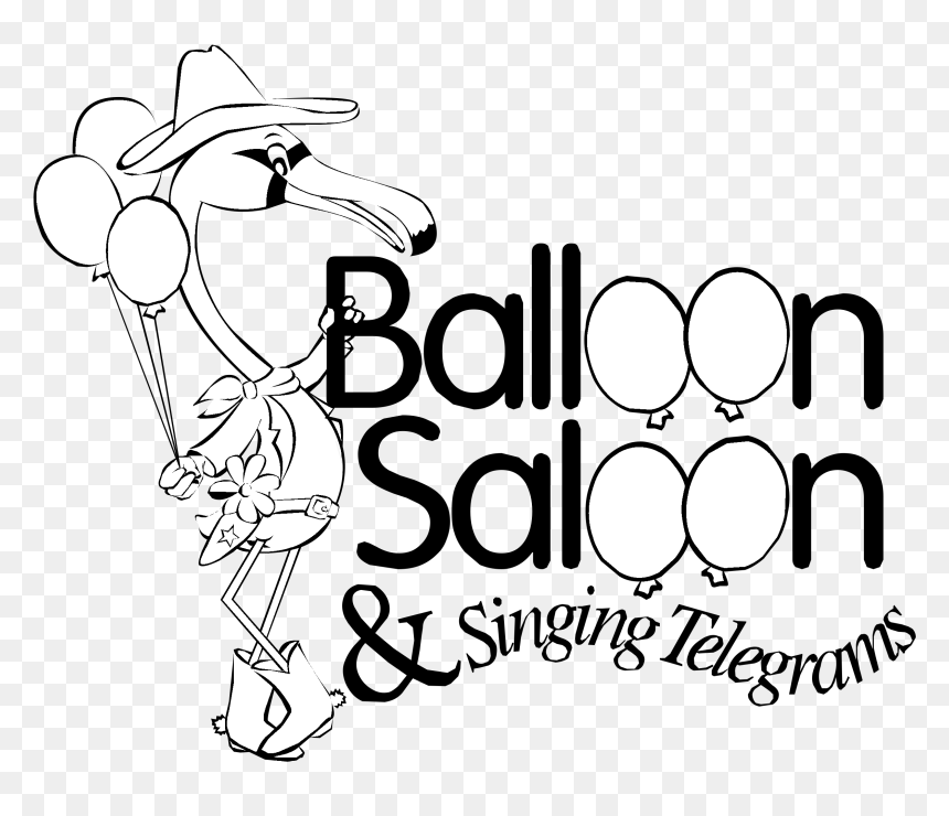 Balloon Saloon & Singing Telegrams Logo Black And White - Balloon, HD Png Download - balloon drawing png