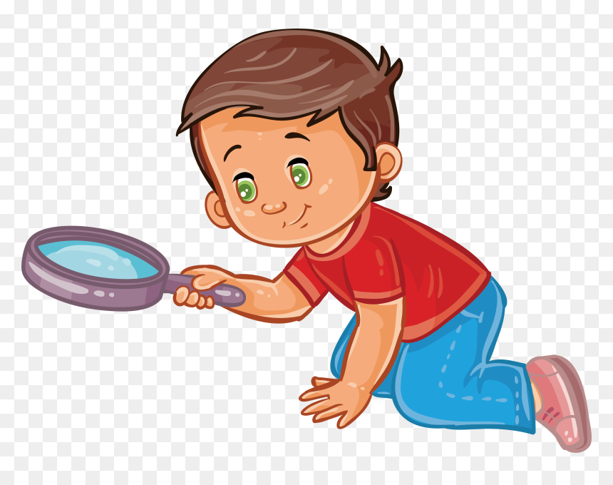 Boy Magnifying Glass Clip - Boy With Magnifying Glass Clipart, HD Png Download - child clipart png