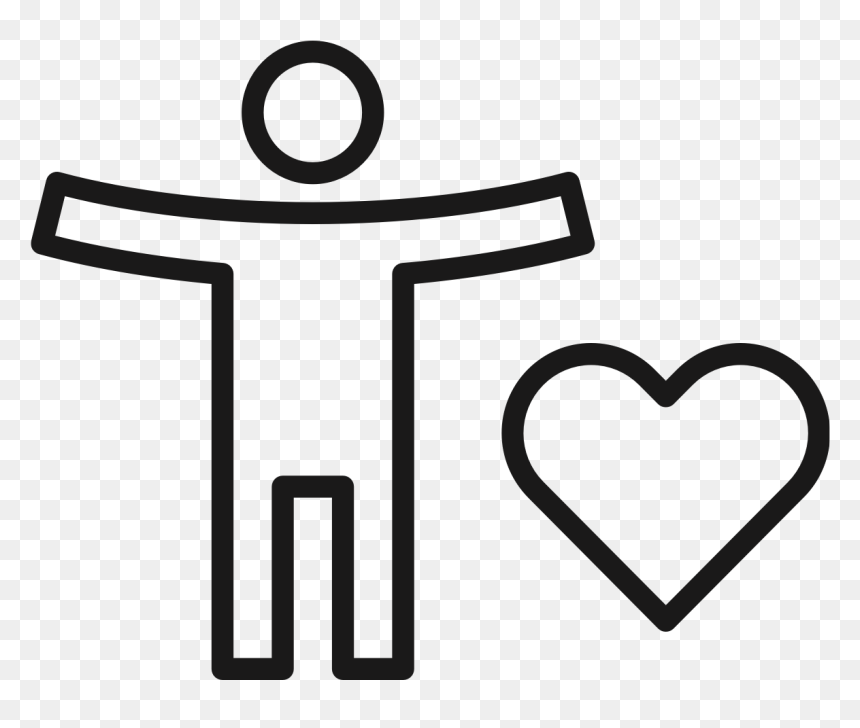 An Illustrated Black And White Icon Depicting A Person - Heart, HD Png Download - herman miller logo png