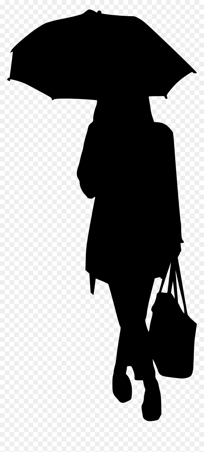Silhouette, HD Png Download - umbrella silhouette png
