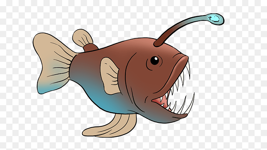 How To Draw Angler Fish - Anglerfish Drawing, HD Png Download - angler fish png