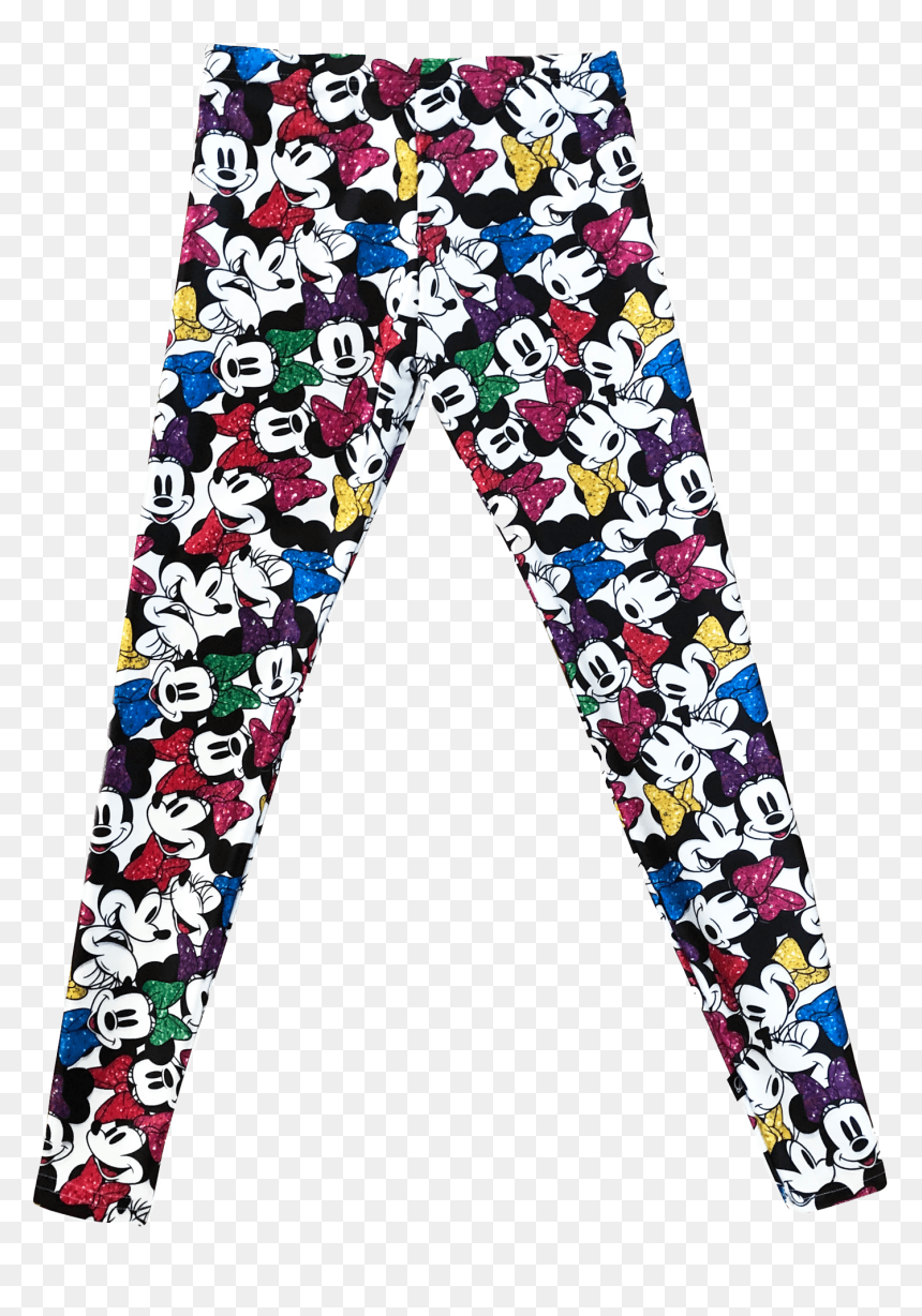 Girls Minnie Mouse Glitter Bows On Bows Leggings - Pajamas, HD Png Download - mickey mouse pants png
