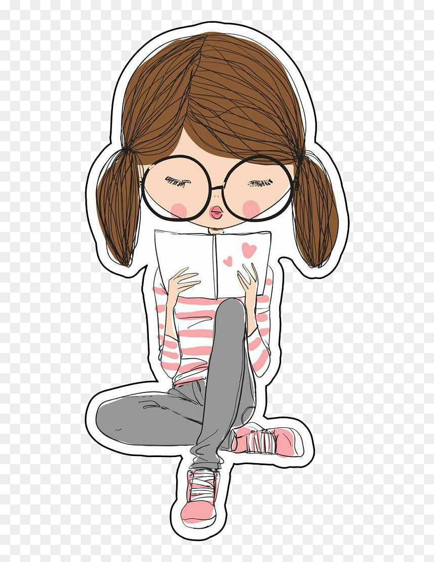 Illustration Of Girl Reading, HD Png Download - chicas tumblr png