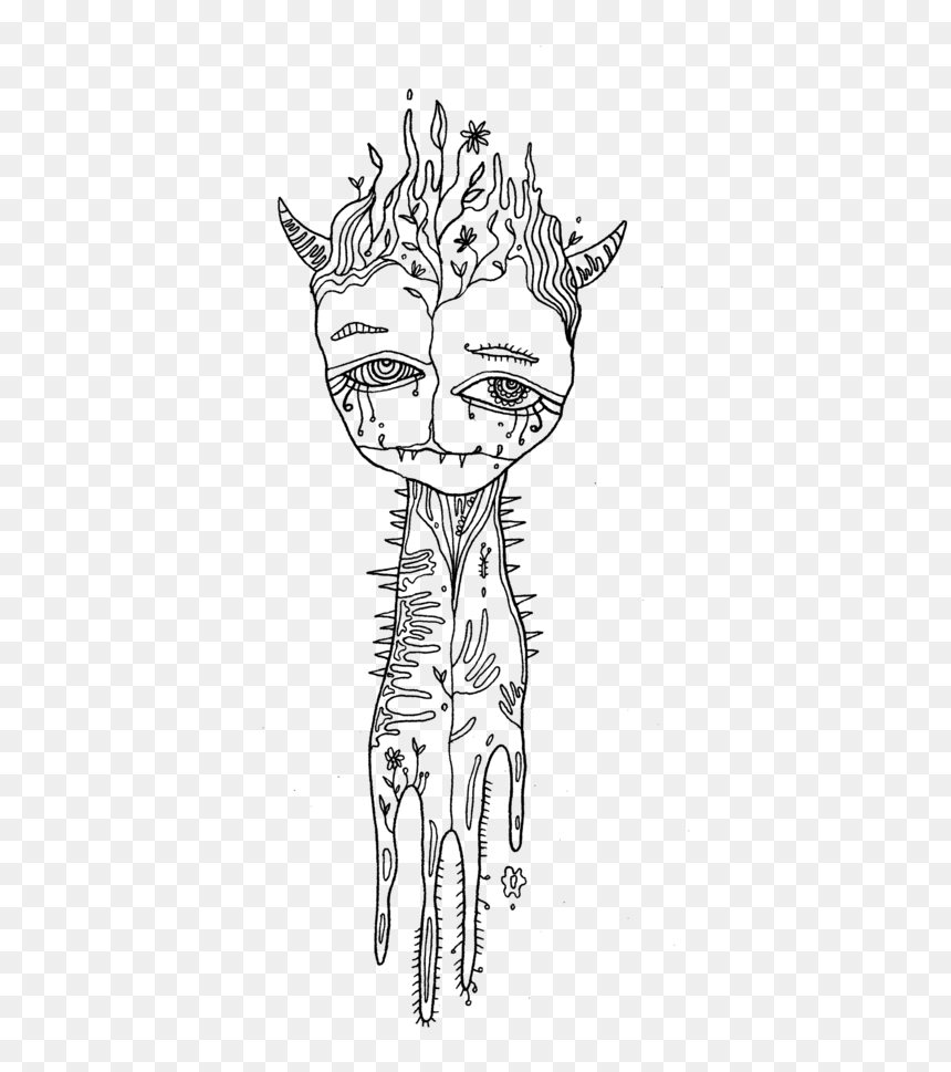 Img028 - Line Art, HD Png Download - monster head png