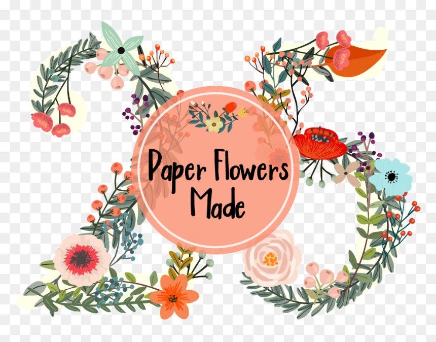 Number 5 With Flowers, HD Png Download - paper flowers png