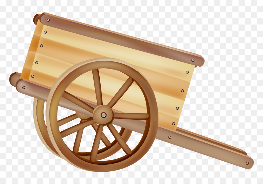 Transparent Wood Clipart - Wooden Wheelbarrow Clipart, HD Png Download - wood cartoon png