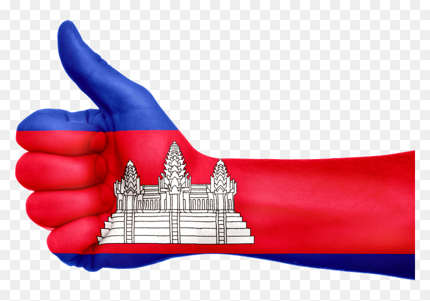 Cambodia Flag Hand, HD Png Download - cambodia flag png