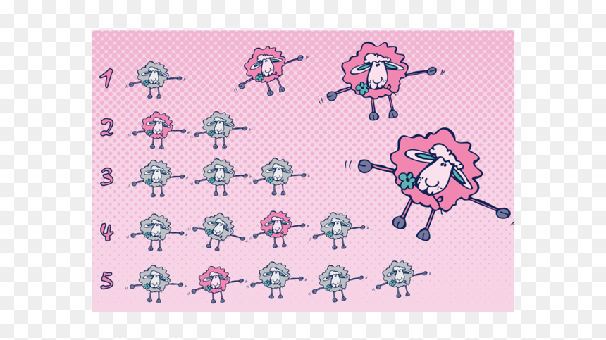 Counting Sheep Rectangular Placemat "
 Class= - Cartoon, HD Png Download - pink sheep png