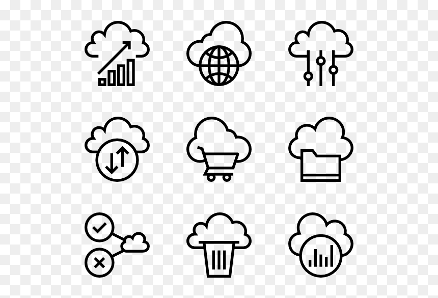 Hand Drawn Social Media Icons Png, Transparent Png - cloud computing icon png
