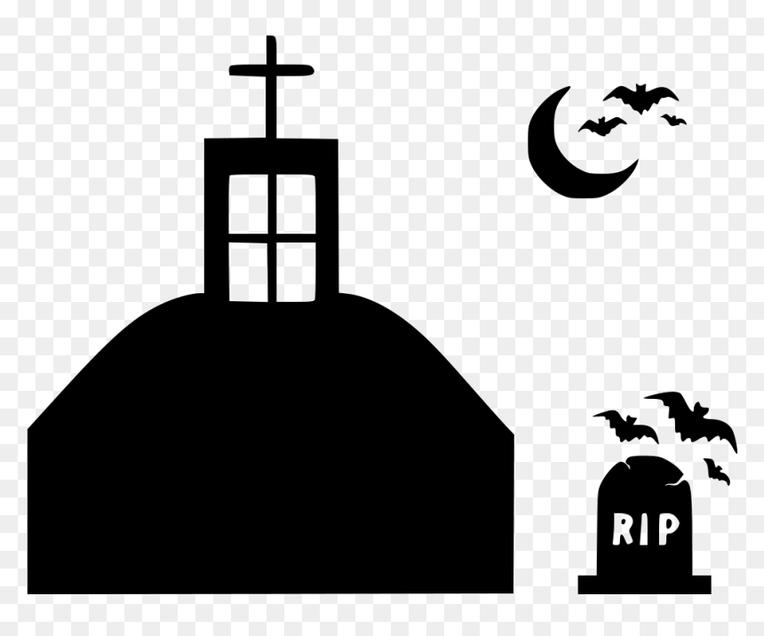 Building Haunted Home House Mansion Bats Moon Rip - Portable Network Graphics, HD Png Download - haunted house silhouette png