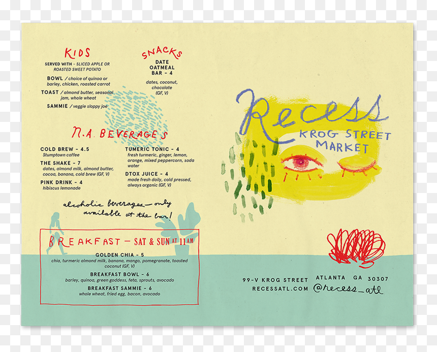 Recess Menu Preview - Recess Atlanta Menu, HD Png Download - recess png