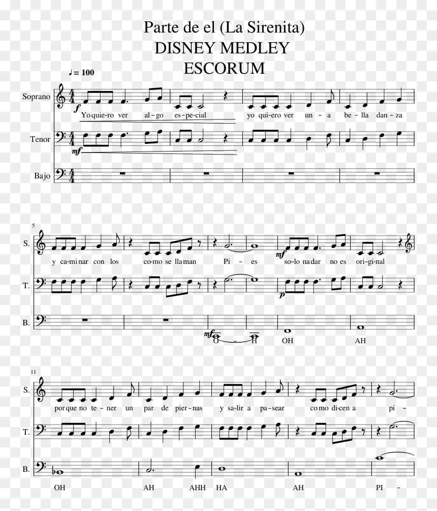 Sheet Music, HD Png Download - la sirenita png