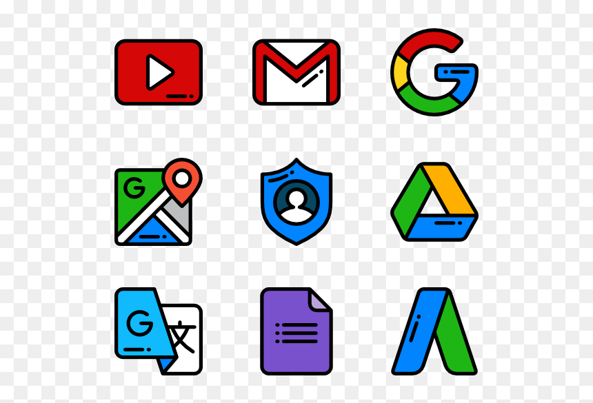 Social Media Icons Straight Line Png, Transparent Png - google png
