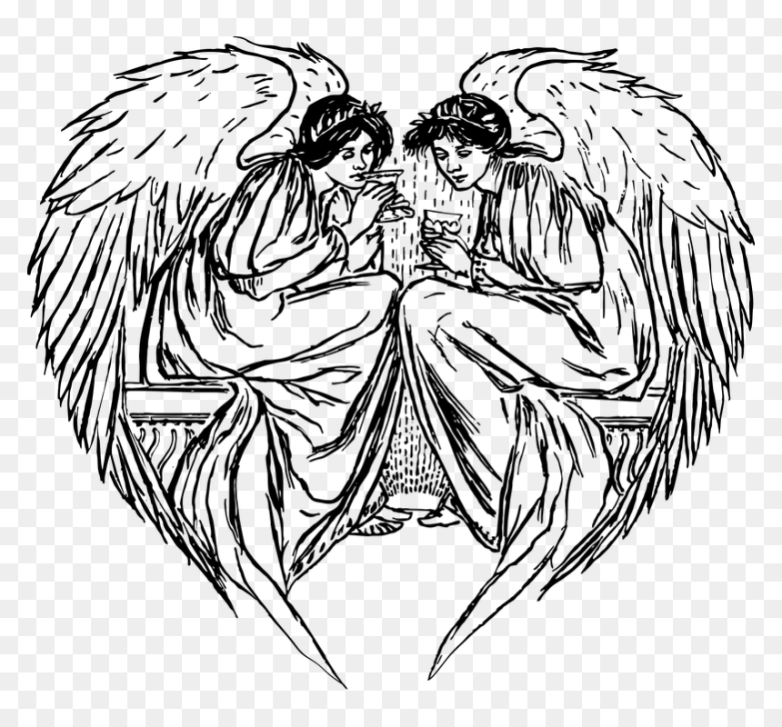 Female Angels In Love, HD Png Download - angel heart png