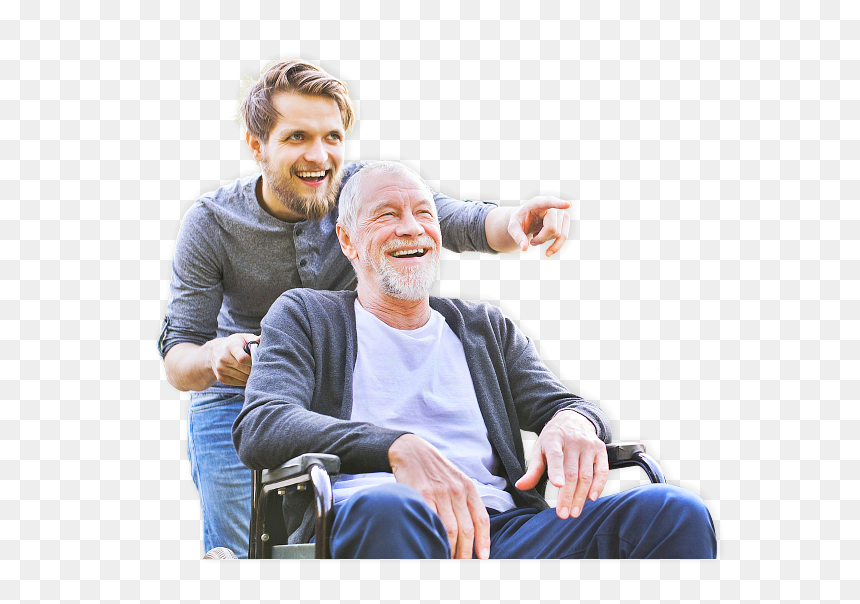 Senior Man With His Son - Wheelchair, HD Png Download - angel heart png