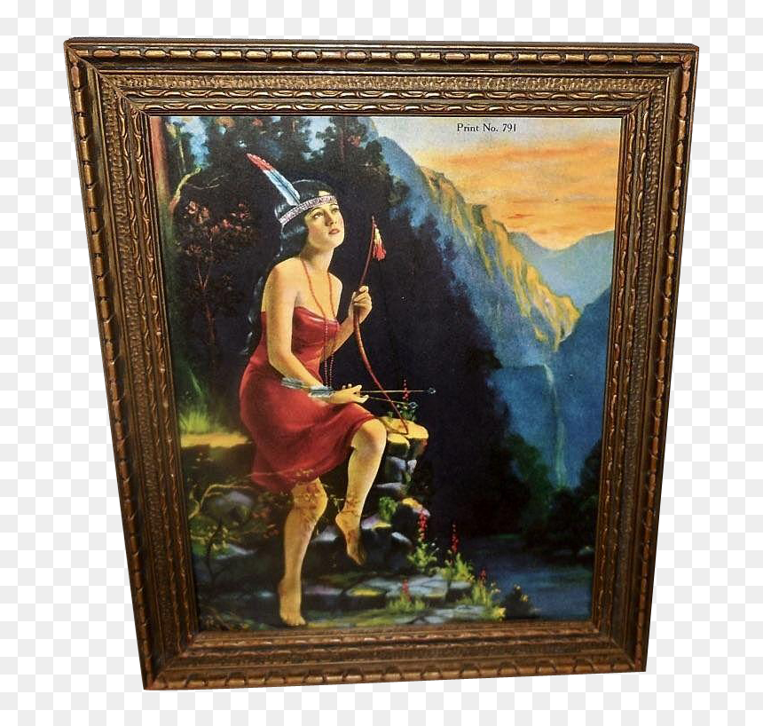 American Indian Maiden By River Bow Parish, HD Png Download - native american arrow png