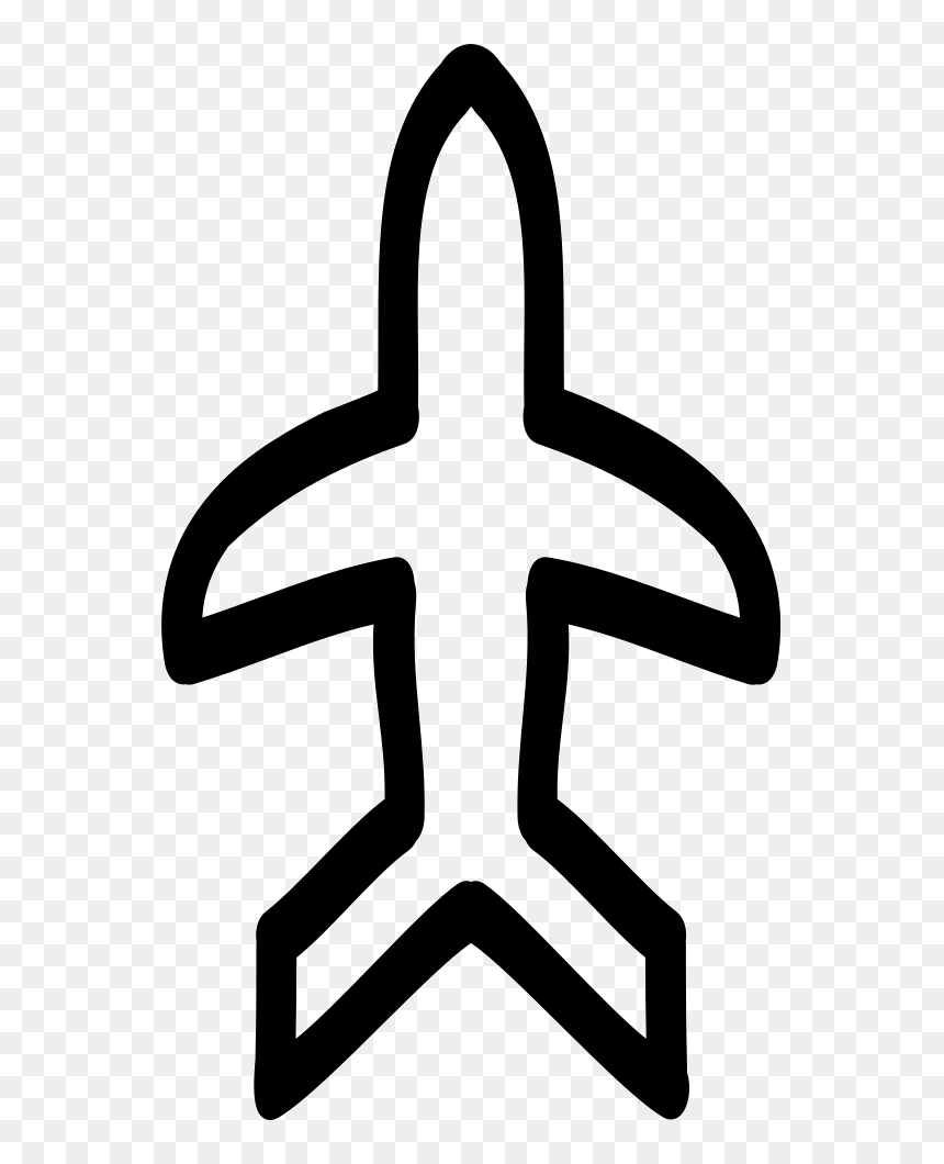 Airplane Hand Drawn Outline Pointing Up - Hoe Teken Je Een Vliegtuig, HD Png Download - airplane outline png