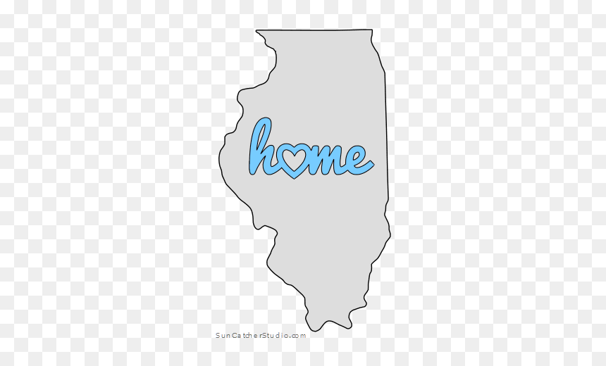 Illinois Home Heart Stencil Pattern Template Shape - Map Of Illinois Cities, HD Png Download - scroll vector png