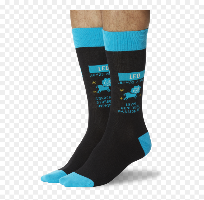 Men"s Leo Zodiac Socks Black On Leg Image One"
 Class="slick - Hockey Sock, HD Png Download - leo zodiac png
