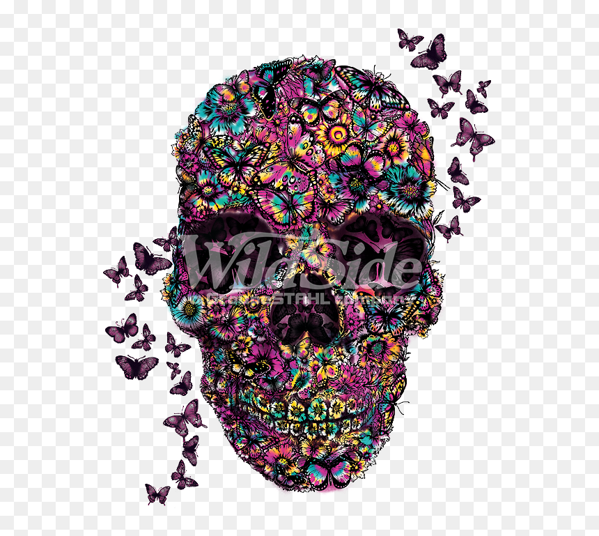 Butterfly Skull Png - Butterfly Sugar Skull, Transparent Png - side skull png