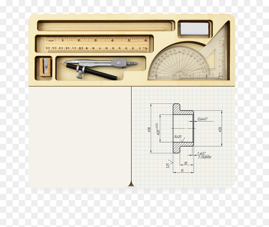 Three By Three Seattle Jotblock Drafting Set, HD Png Download - drafting compass png