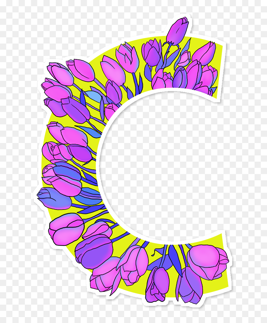 Adesivo Monograma Floral C De Eveline Pezzinina, HD Png Download - monograma png