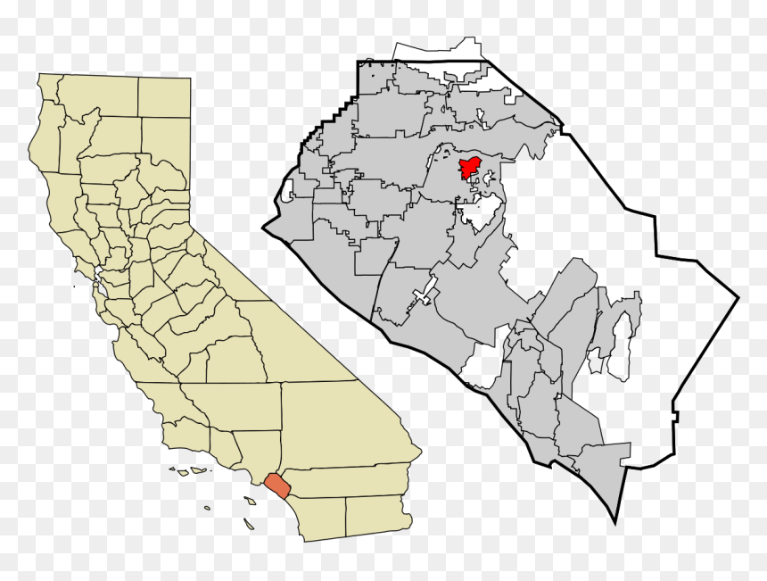 Yorba Linda On Map, HD Png Download - california state outline png