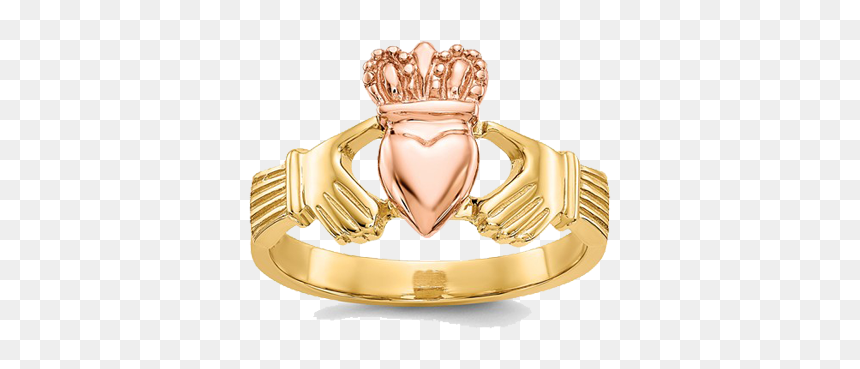 14k Two Tone Gold Claddagh Ring - Engagement Ring, HD Png Download - claddagh png