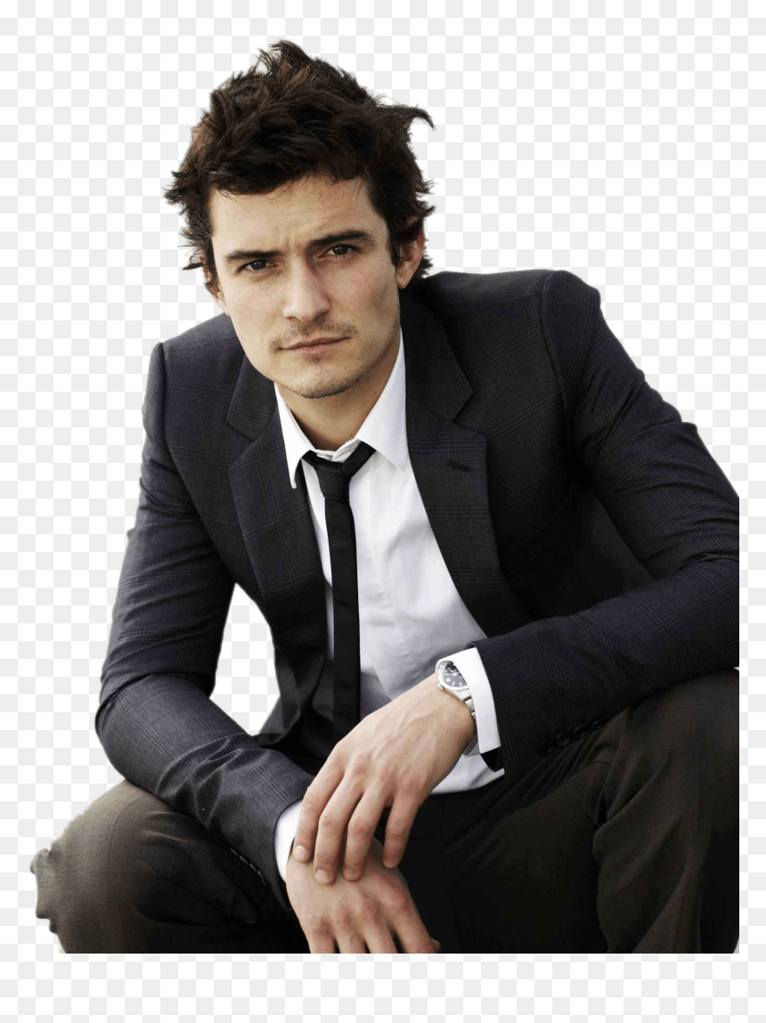 Suit Clipart Classy Man - Orlando Bloom No Background, HD Png Download - person sitting side png