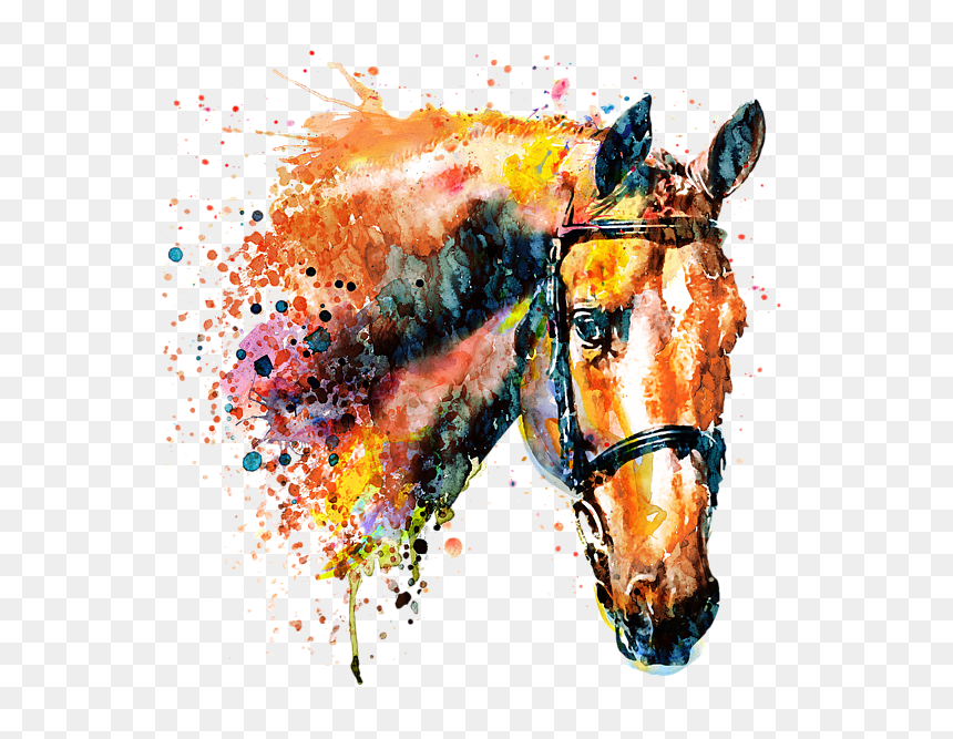 Colorful Horse Paintings On Canvas, HD Png Download - horse head silhouette png