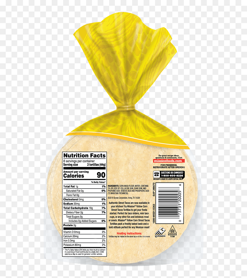 Mission Street Taco Corn Tortillas Nutrition, HD Png Download - taco shell png