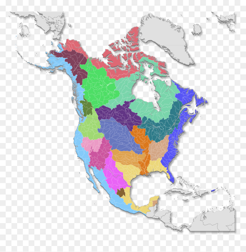 Watershed Map Of North America - North America Watershed Map, HD Png Download - map of the us png
