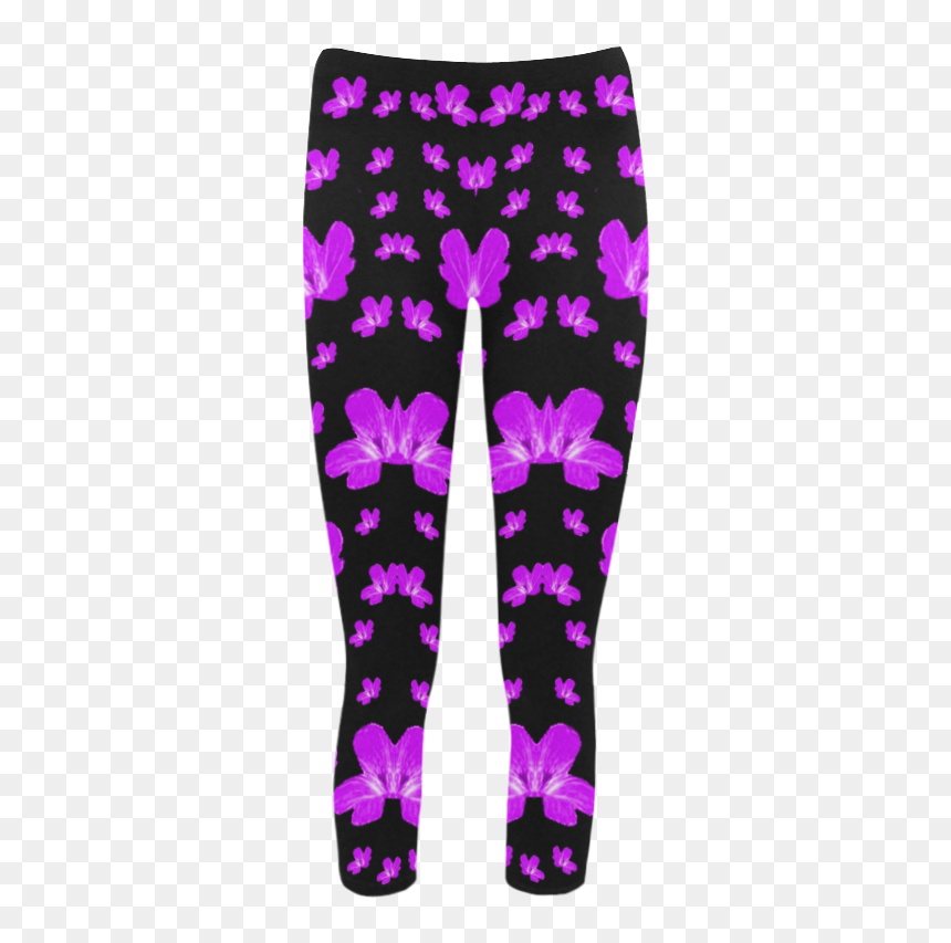 Pretty Flowers In Purple Capri Legging - Leggings, HD Png Download - pretty flowers png