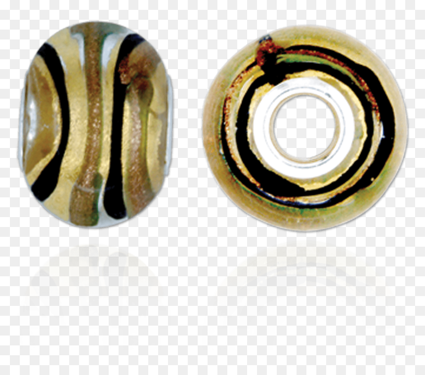 Gold And Brown Swirl Murano Glass Beads - Circle, HD Png Download - gold beads png