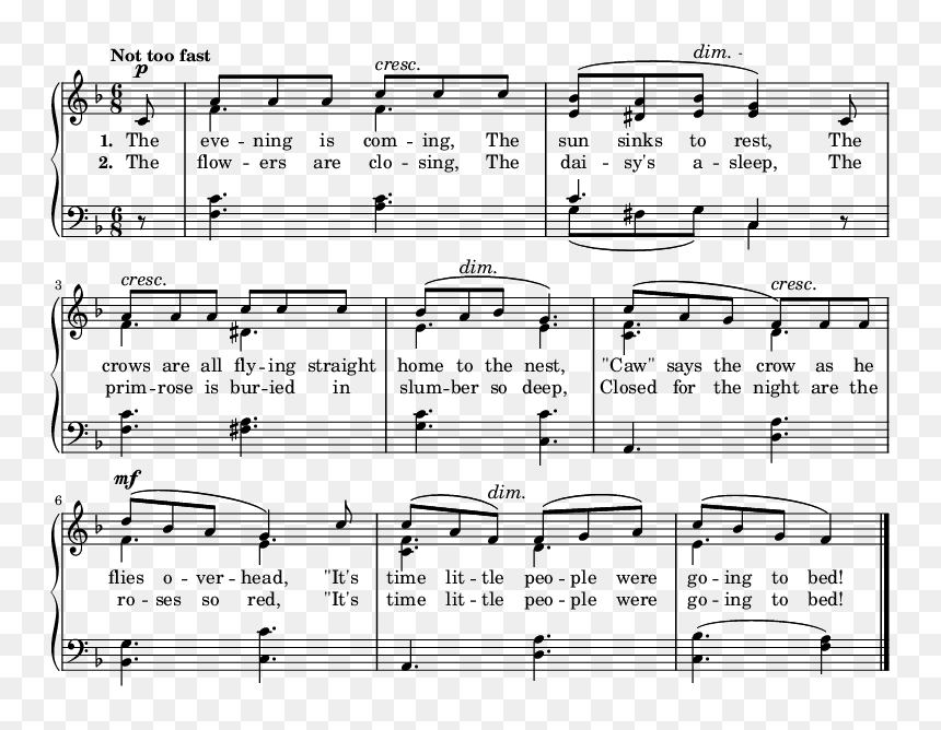 Ew Pianostaff <<

ew Staff { 	ime 6/8 Key F Major 	empo - Sheet Music, HD Png Download - closed book png