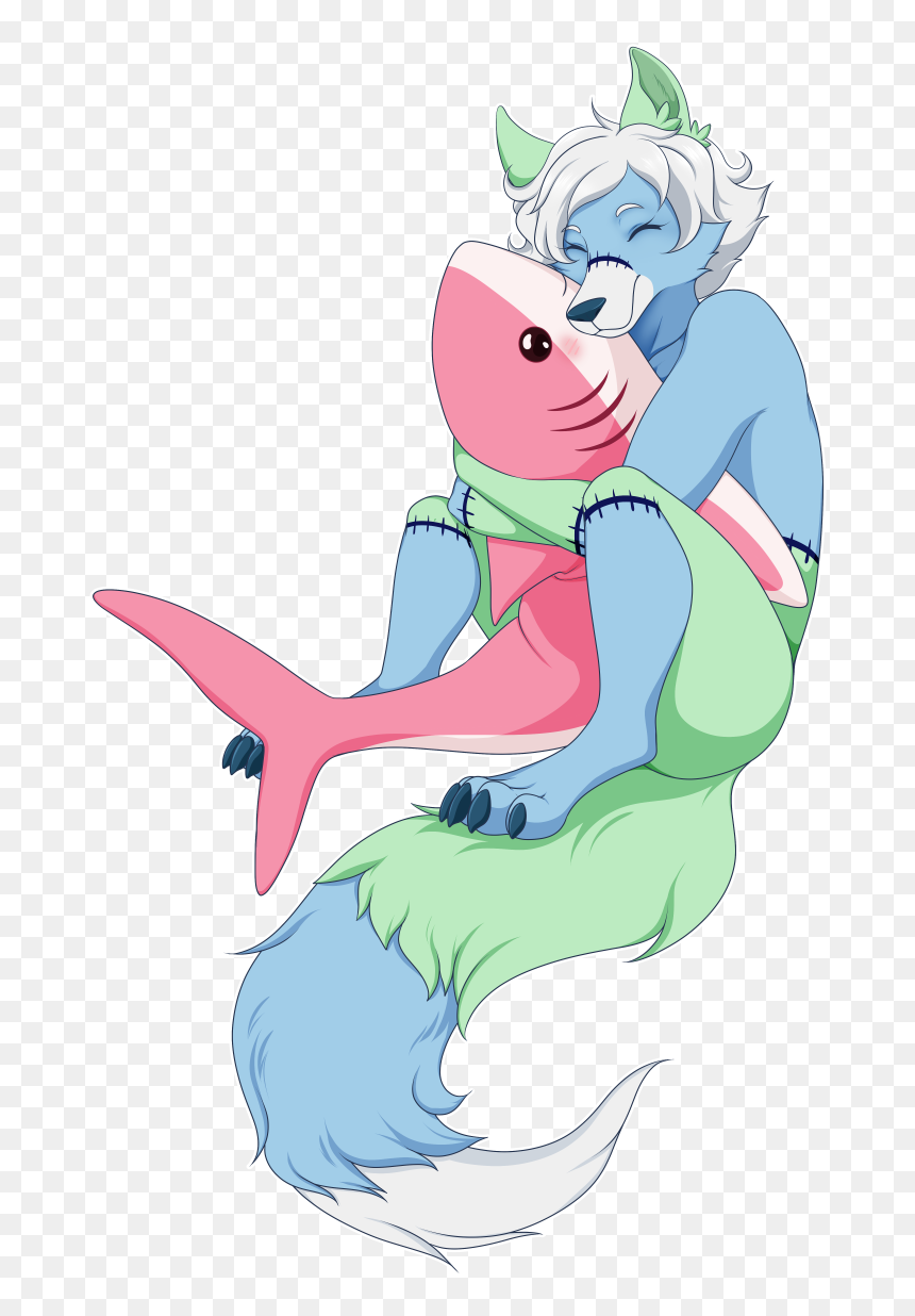 Pastel Shark= Cuddles - Cartoon, HD Png Download - shark outline png