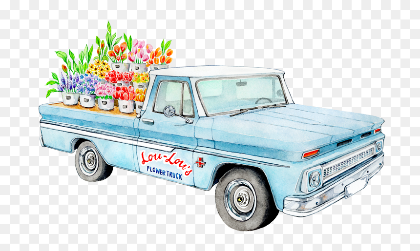Illustration By Amara Strand - Lou Lou's Flower Truck, HD Png Download - aesthetic flowers png