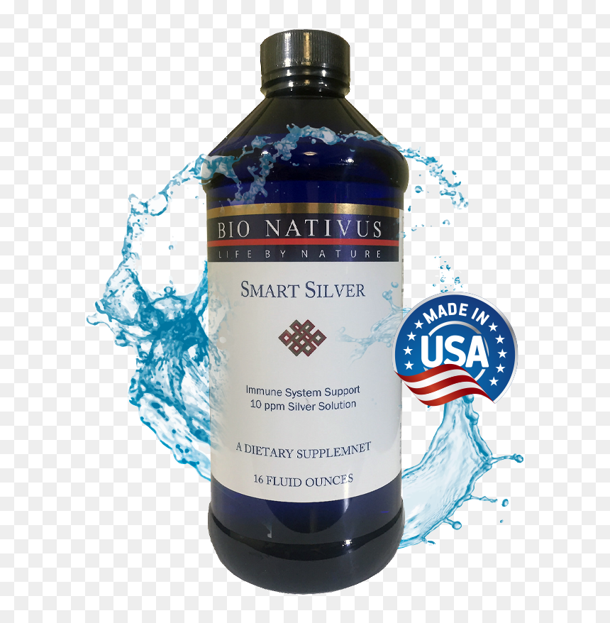 Bio Nativus Smart Silver 16 Ounce Bottle - Splash Water Product, HD Png Download - smart water bottle png