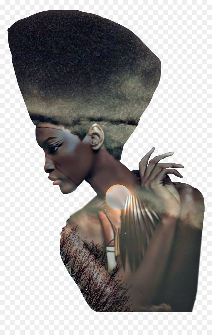 #girl #woman #lady #black #doubleexposure #sun #trees - Bronze Sculpture, HD Png Download - african american woman png