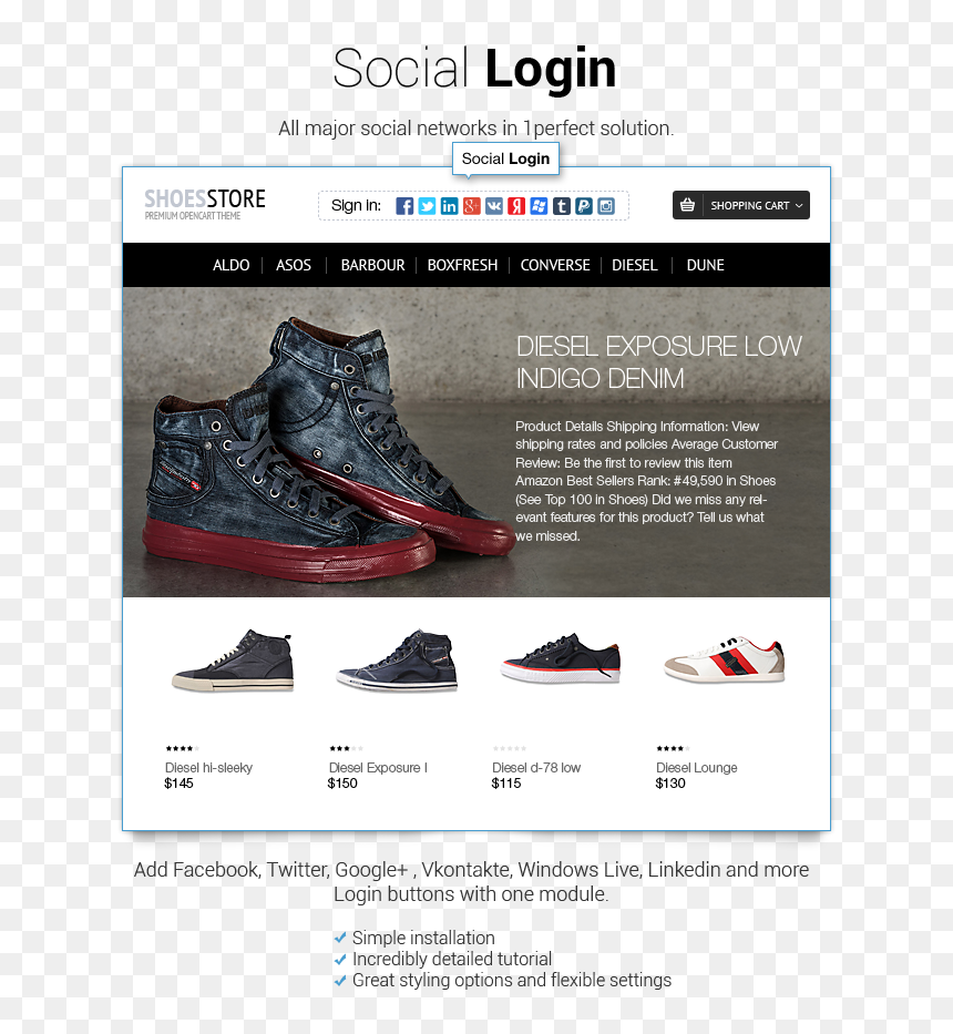 Opencart Social Login Extension Free Download Nulled - Steel-toe Boot, HD Png Download - login buttons png