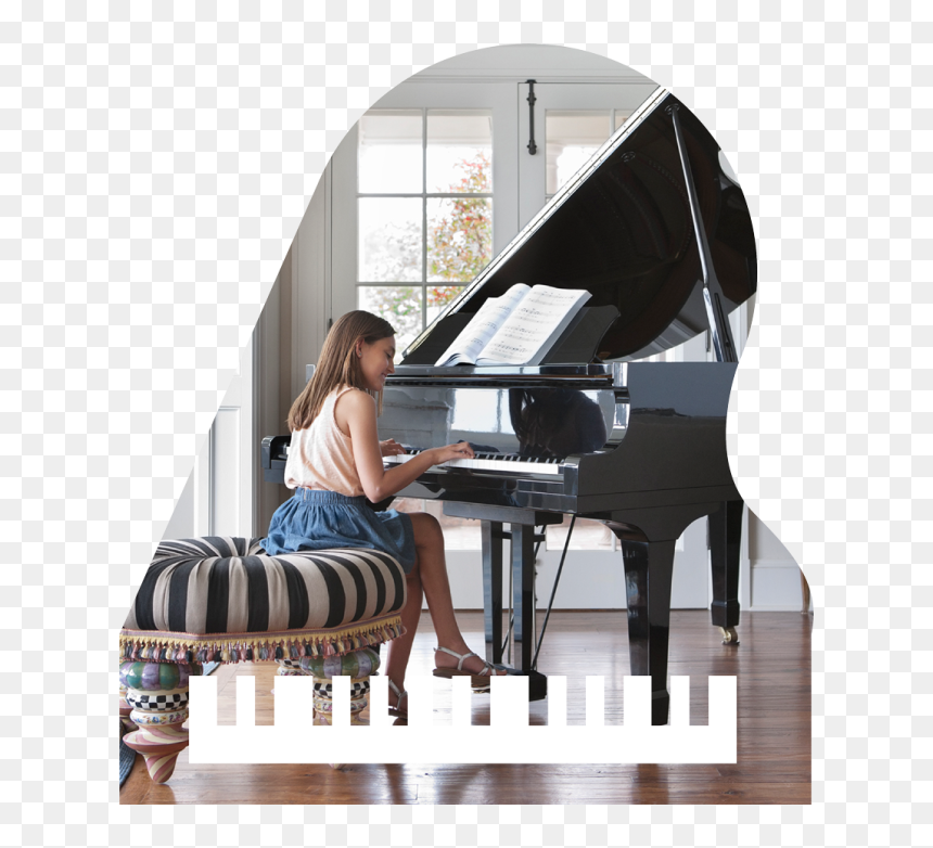 Digital Piano - Girl Playing Piano In The Room, HD Png Download - piano vector png