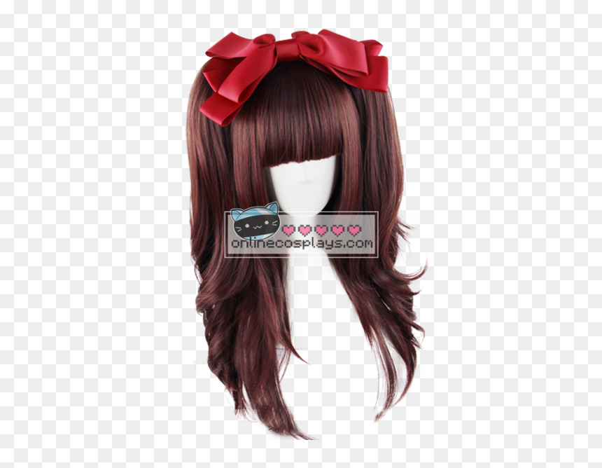 Lolita Red / Brown Mixed Double Pony Tail Straight - Wig, HD Png Download - lolita png