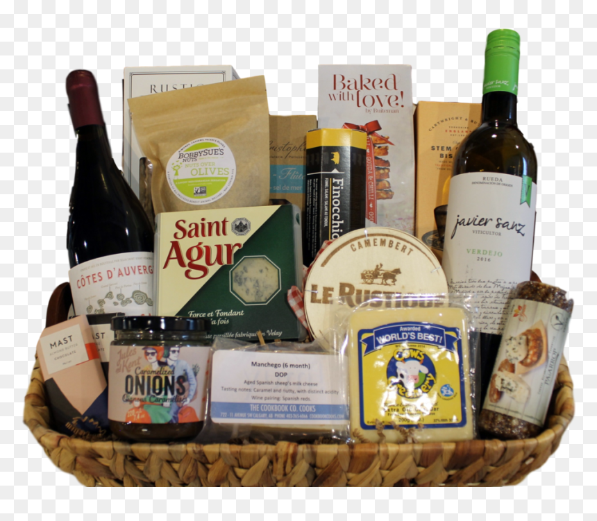 Wine, Cheese, And Accompaniments&nbsp - Glass Bottle, HD Png Download - gift baskets png
