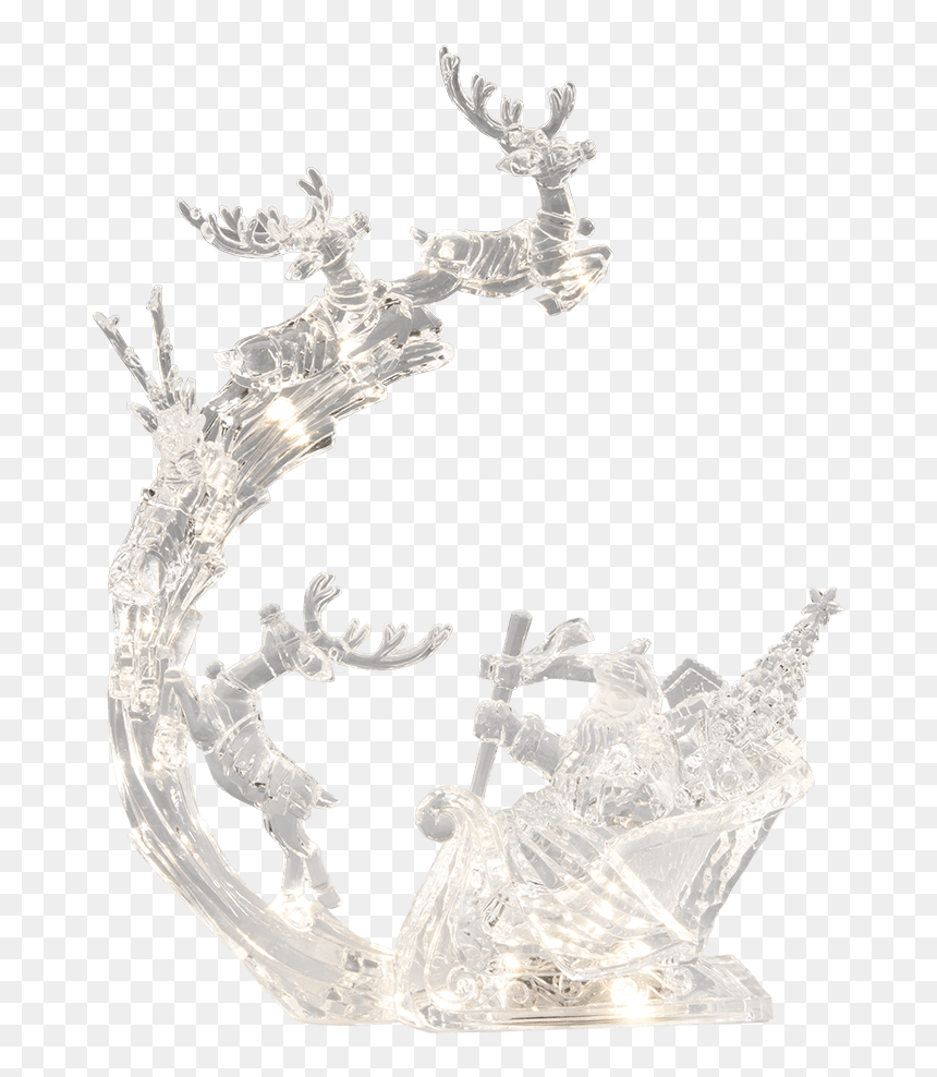 Acrylic Reindeer Sledge, 35cm - Reindeer, HD Png Download - reindeer sleigh png