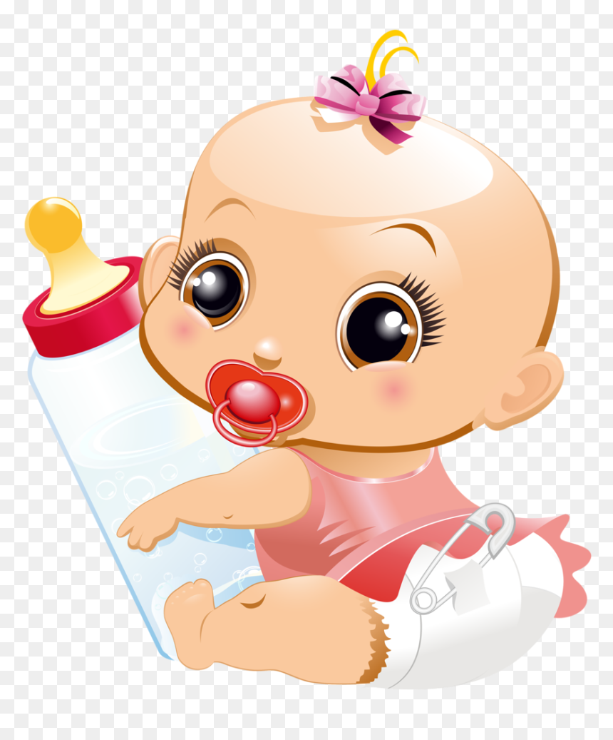 Baby With Feeding Bottle Cartoon, HD Png Download - baby .png