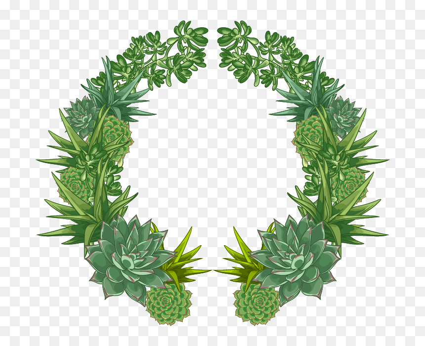 Cactaceae Flower Watercolor Painting - Green Wreath Watercolor Png, Transparent Png - green wreath png